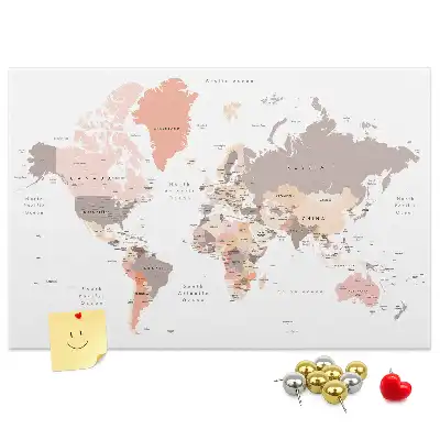 World Map Cork Memo Board