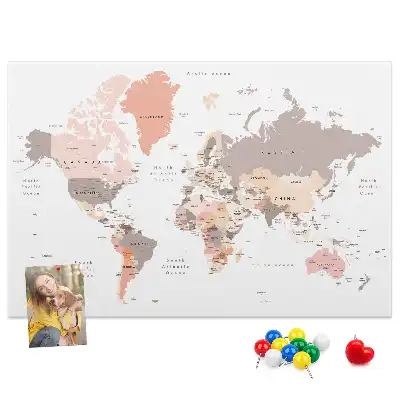 World Map Cork Memo Board