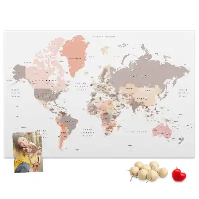 World Map Cork Memo Board