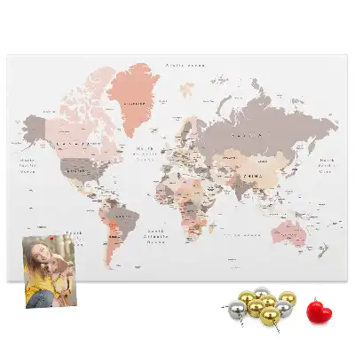 World Map Cork Memo Board