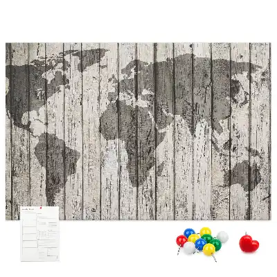 Printed Cork Board Wooden board world map