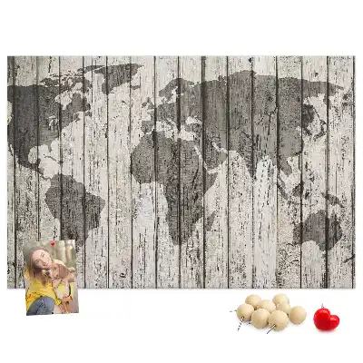 Printed Cork Board Wooden board world map