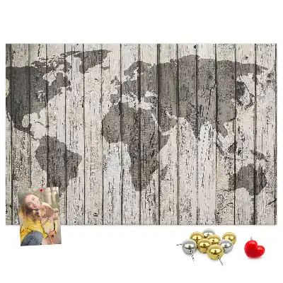 Printed Cork Board Wooden board world map