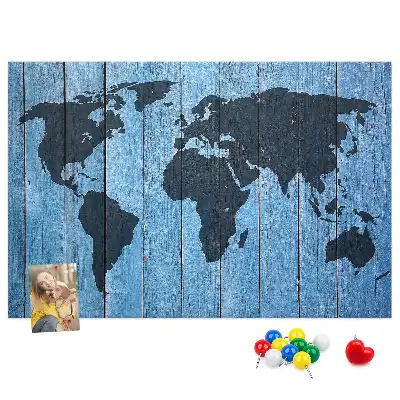 Cork memo board Wooden board world map