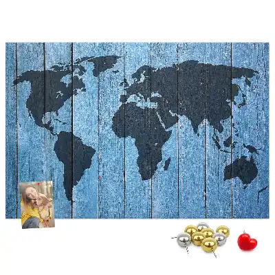 Cork memo board Wooden board world map