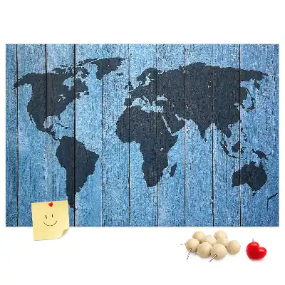 World Map Wooden Cork Memo Board