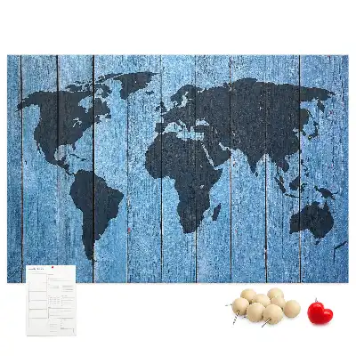 Cork memo board Wooden board world map
