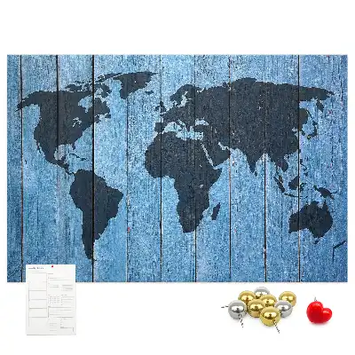 World Map Wooden Cork Memo Board