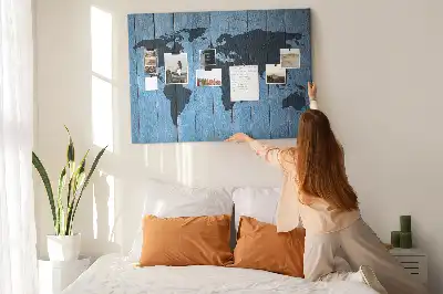Cork memo board Wooden board world map