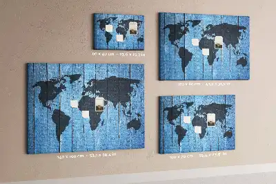 World Map Wooden Cork Memo Board