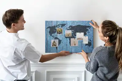 World Map Wooden Cork Memo Board