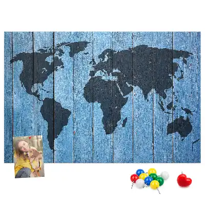 Cork memo board Wooden board world map