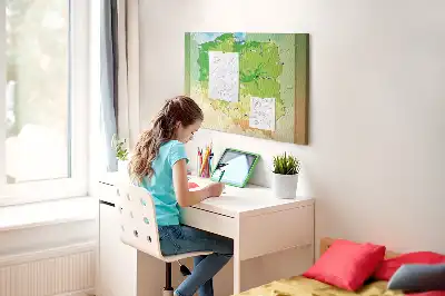 Printed Cork Memo Board with Physical Map of Poland