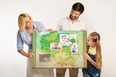 Printed Cork Memo Board with Physical Map of Poland