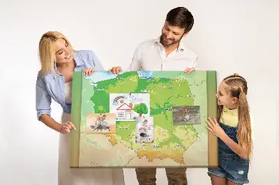 Printed Cork Memo Board with Physical Map of Poland