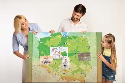 Printed Cork Memo Board with Physical Map of Poland