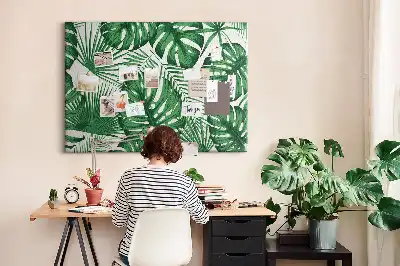 Monstera leaf shaped cork memo board