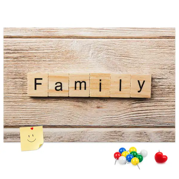 Printed Family Lettering Cork Board