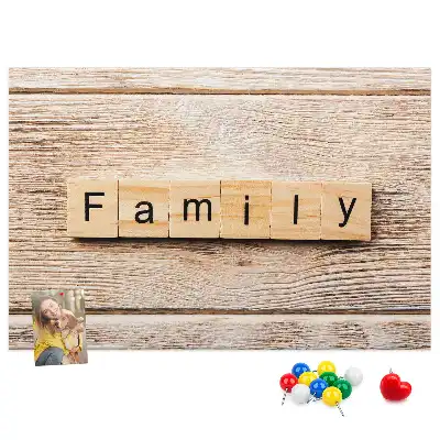 Printed Cork Board Family lettering