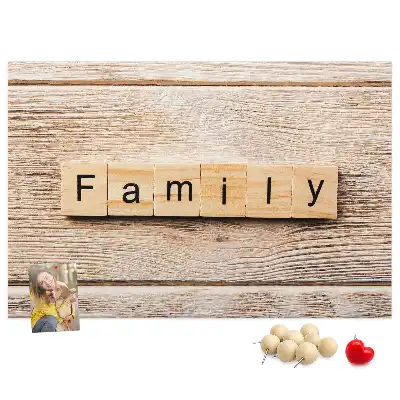 Printed Family Lettering Cork Board