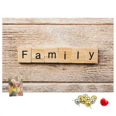 Printed Family Lettering Cork Board