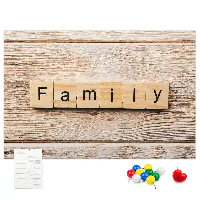 Printed Family Lettering Cork Board