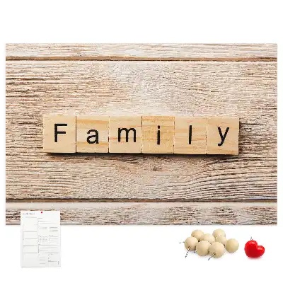 Printed Family Lettering Cork Board