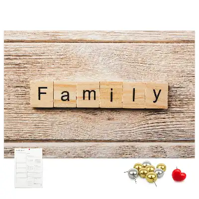 Printed Family Lettering Cork Board