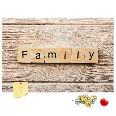 Printed Cork Board Family lettering