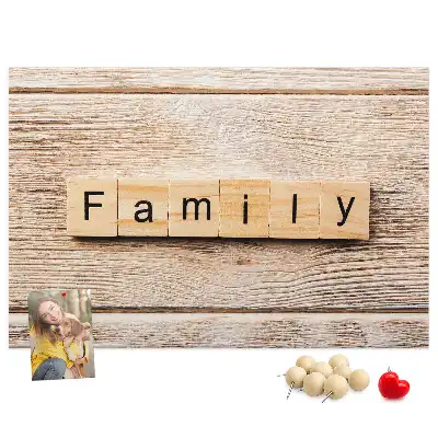 Printed Family Lettering Cork Board