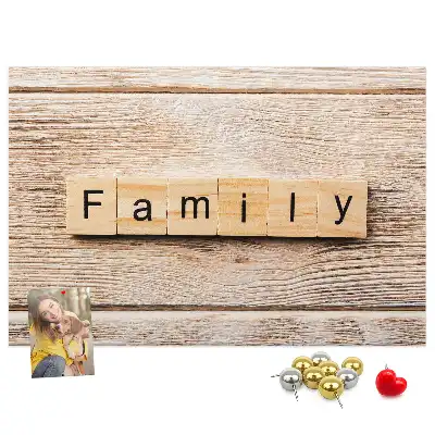 Printed Family Lettering Cork Board