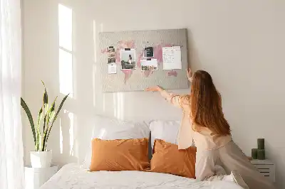 Watercolor World Map Printed Cork Board
