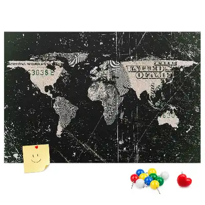 World Map Cork Memo Board