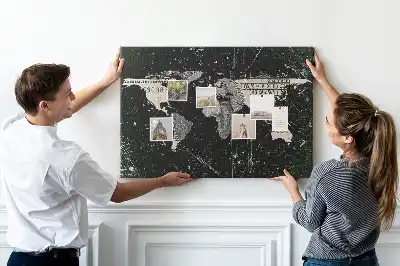 World Map Cork Memo Board