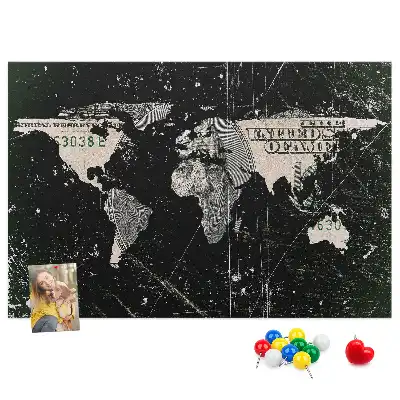 World Map Cork Memo Board