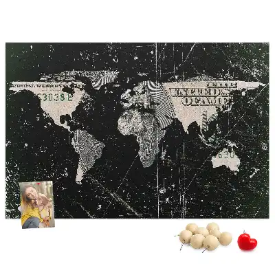 Cork memo board Dollar world map