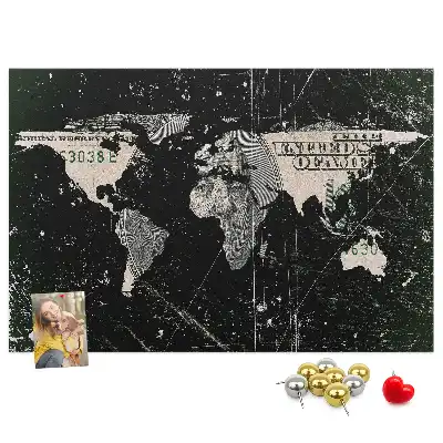 World Map Cork Memo Board