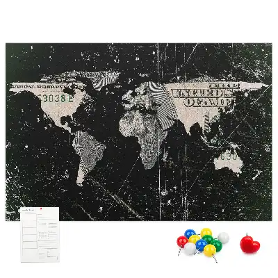 World Map Cork Memo Board