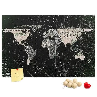 World Map Cork Memo Board