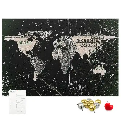 World Map Cork Memo Board
