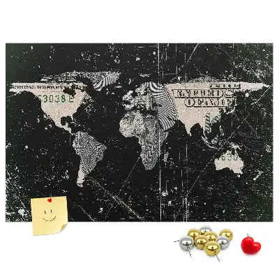 Cork memo board Dollar world map