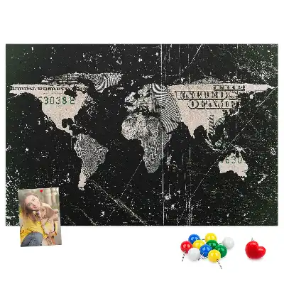 World Map Cork Memo Board