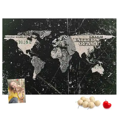 World Map Cork Memo Board