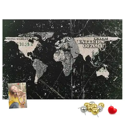 World Map Cork Memo Board