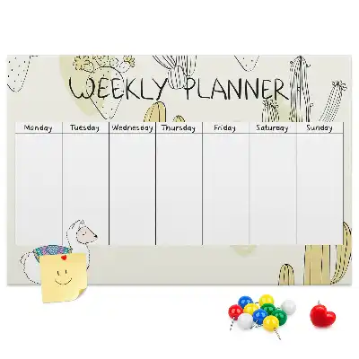 Printed Cactus Weekly Planner Cork Memo Board