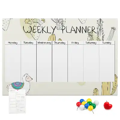 Printed Cactus Weekly Planner Cork Memo Board