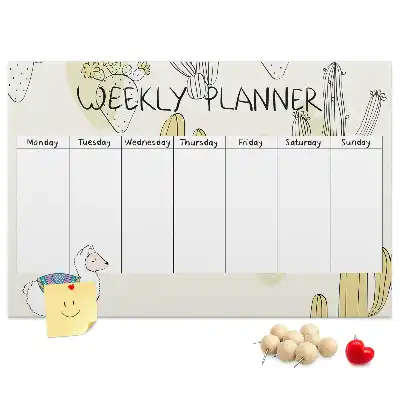 Printed Cactus Weekly Planner Cork Memo Board