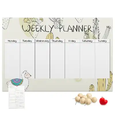 Printed Cactus Weekly Planner Cork Memo Board