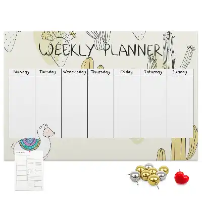 Printed Cactus Weekly Planner Cork Memo Board