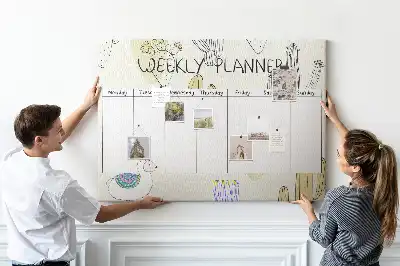 Printed Cactus Weekly Planner Cork Memo Board